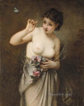 Nude Painting - Young Girl with a Butterfly Guillaume Seignac classic nude